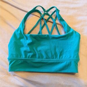 Green Strappy Women's Sports Bra - Teal Green